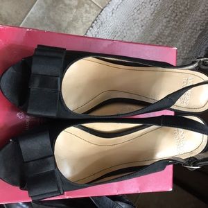 Black satin dress shoes